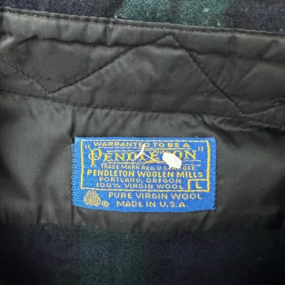 Pendleton Men’s Long Sleeve Button Down Shirt (Large) Green Blue 100% Wool Made - Picture 3 of 6